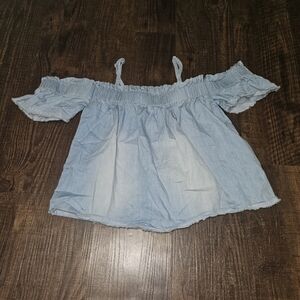 Mae Li Rose Off Shoulder Denim Top